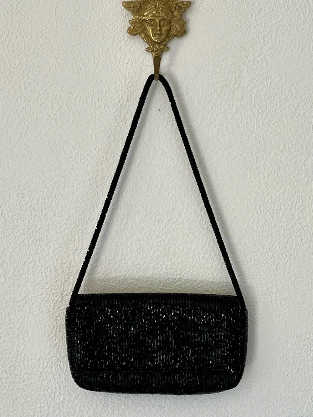 Black Beaded Evening Shoulder Bag